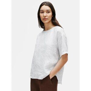 Eillen Fisher Checked Linen Box Top M